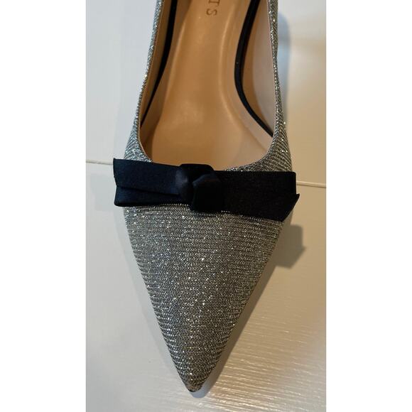 Talbots Erica Bow Detail Kitten Heel Pumps NWOB Metallic Shimmery Sz 8.5 Chic - Picture 8 of 15